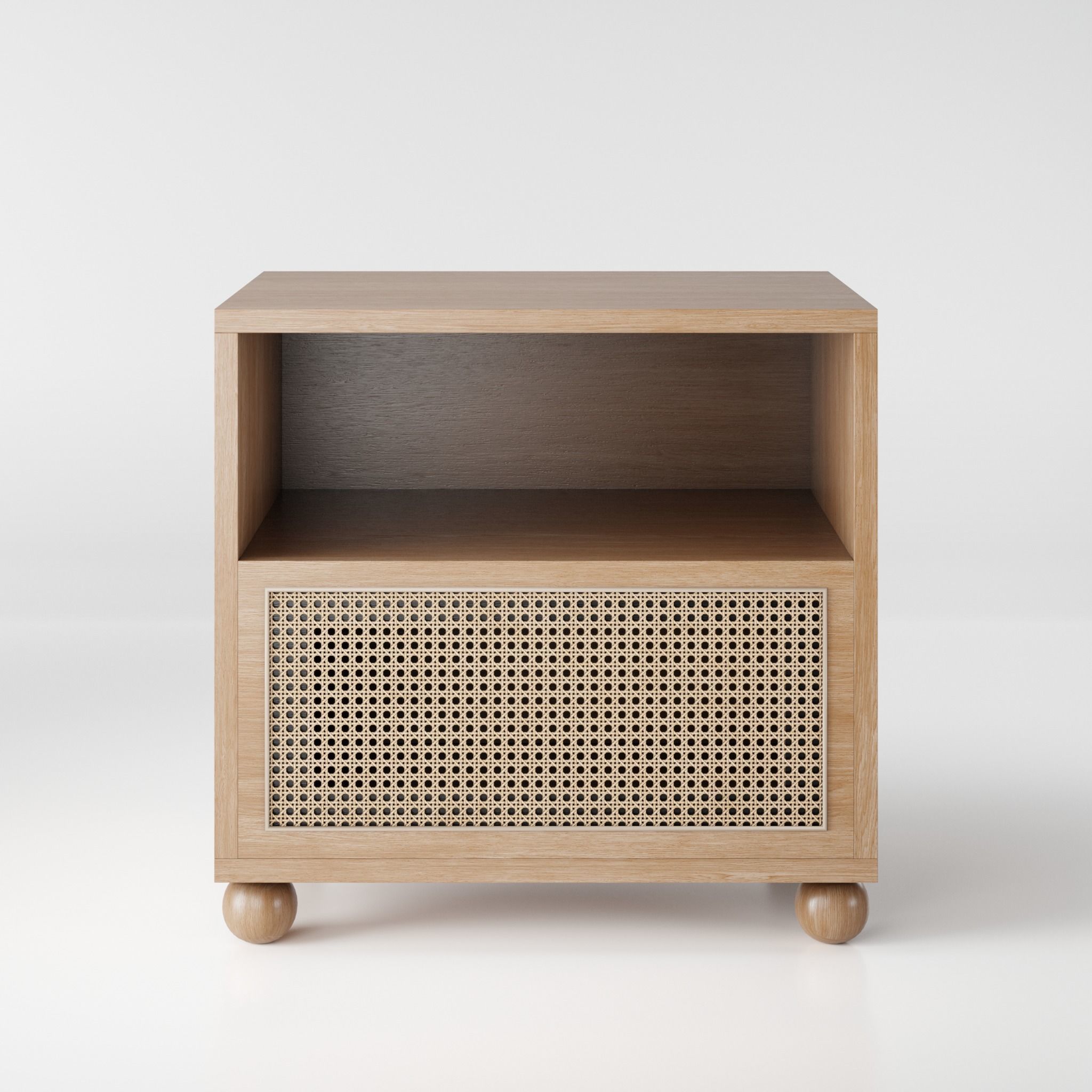 Side table with rattan front 3D model_1