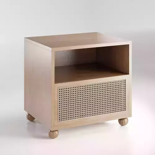Side table with rattan front