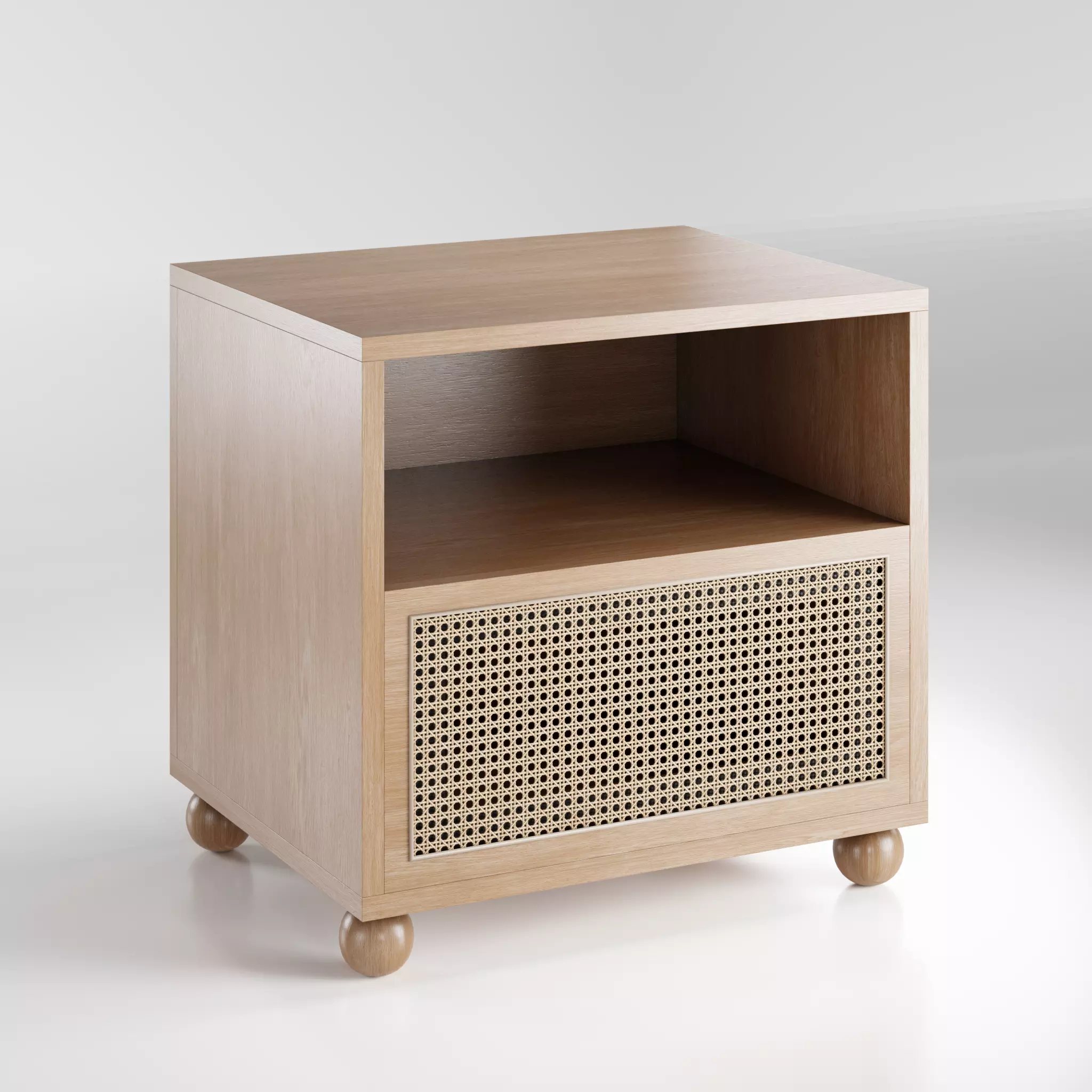 Side table with rattan front 3D model_0