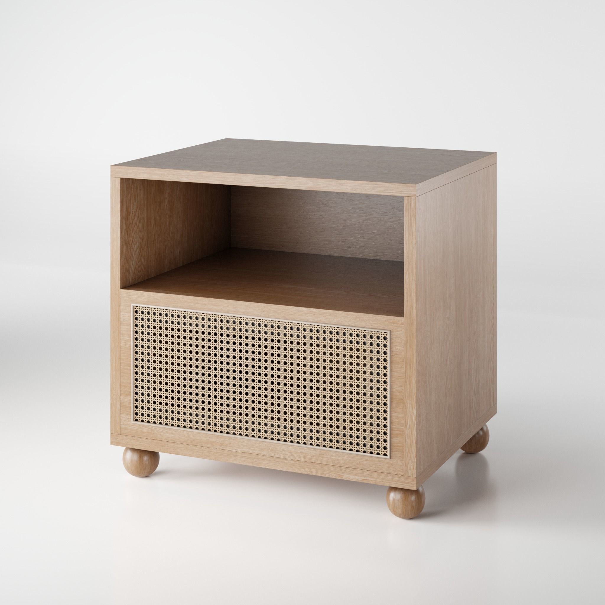Side table with rattan front 3D model_2