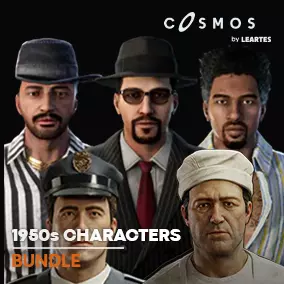 1950s Characters Bundle Low-poly 3D model_0