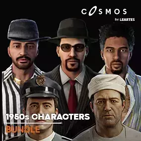 1950s Characters Bundle Low-poly 3D model