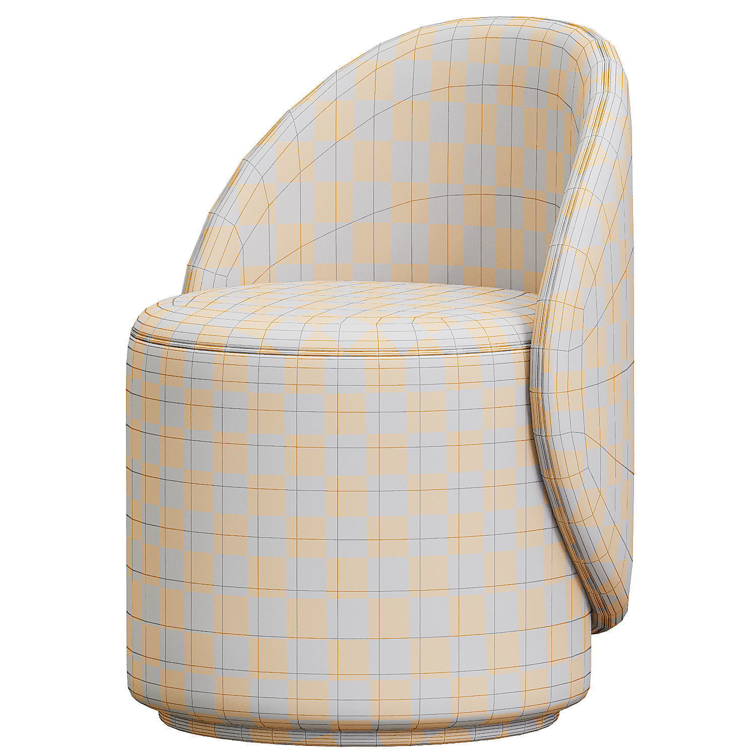 Nordic Boucle Round Vanity Stool Low-poly 3D model_4