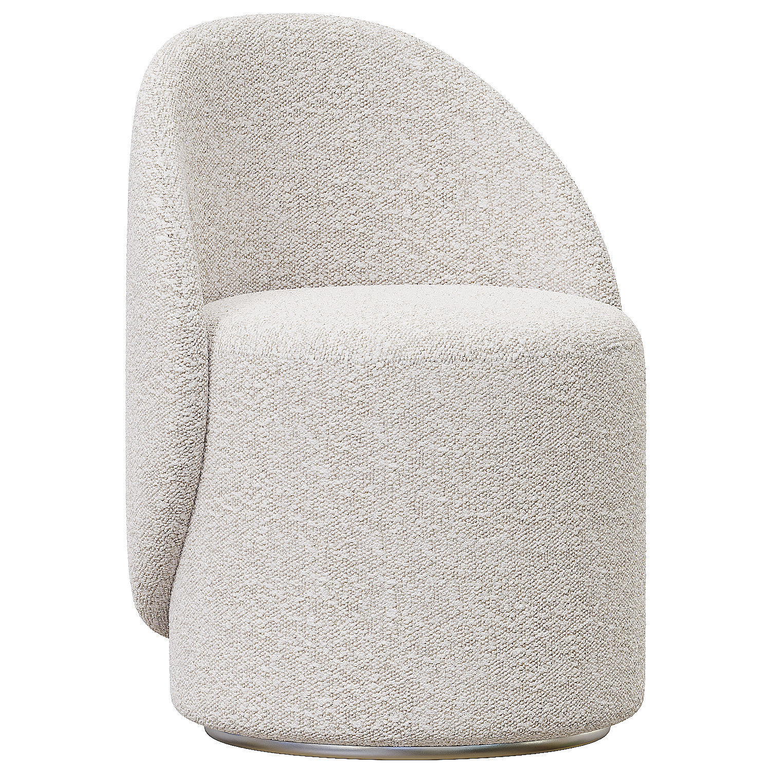 Nordic Boucle Round Vanity Stool Low-poly 3D model_1