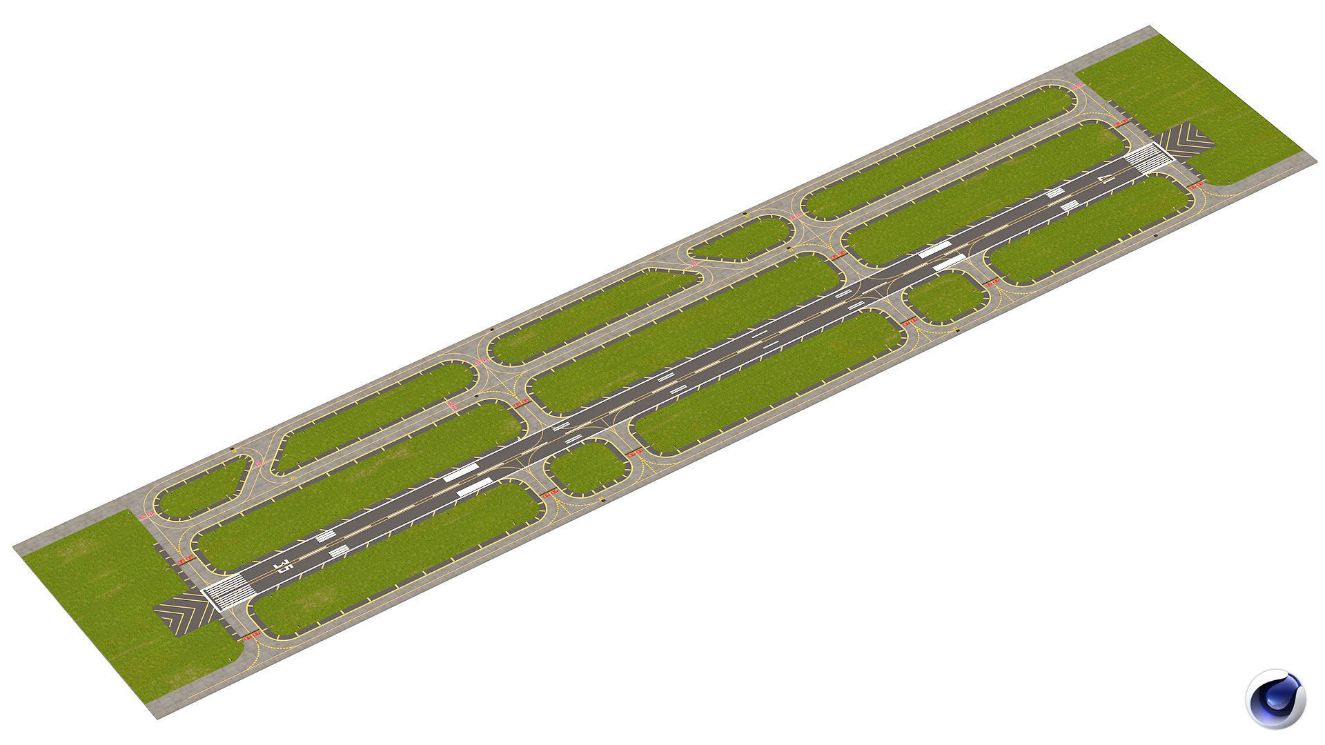 Airfield Low-poly 3D model_3