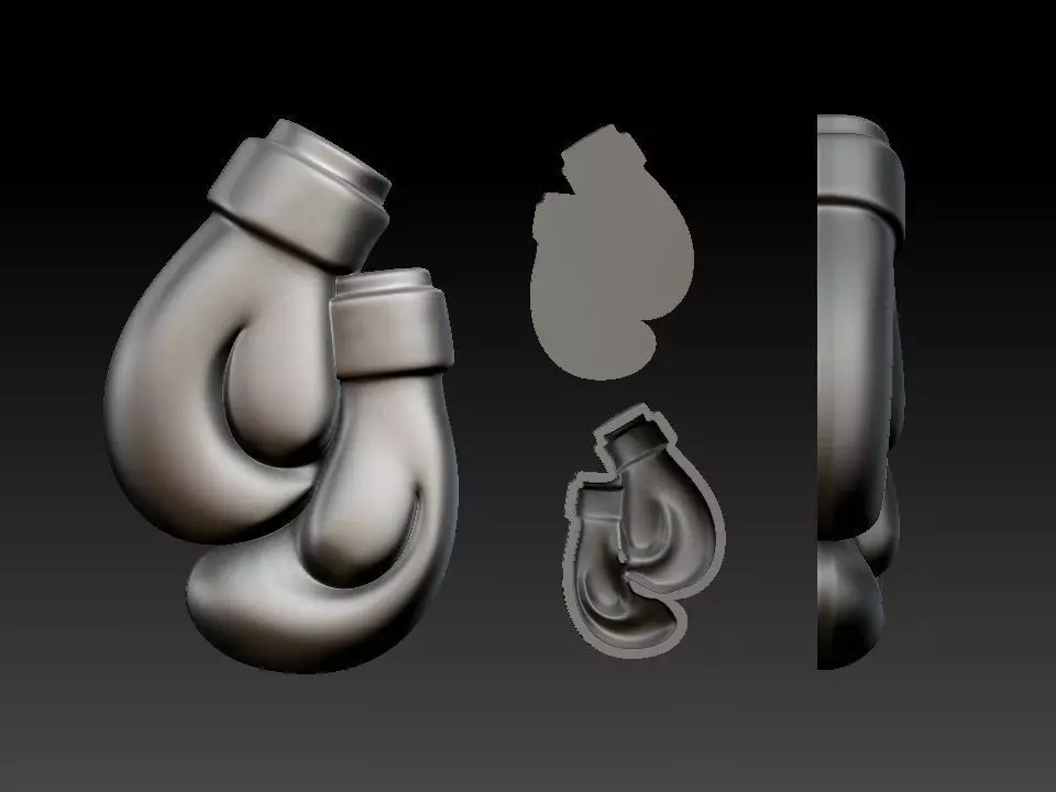 Boxing gloves bas relief  3D print model_0