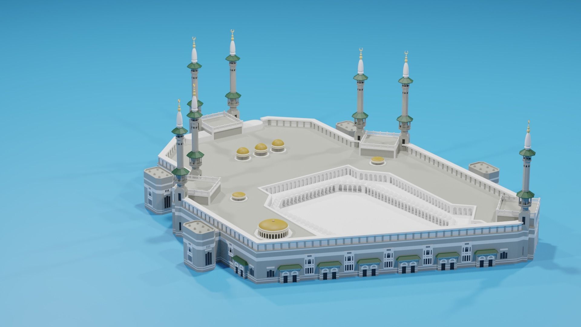 Cartoon Masjid AlHaram Mecca Saudi Arabia 3D model CGTrader