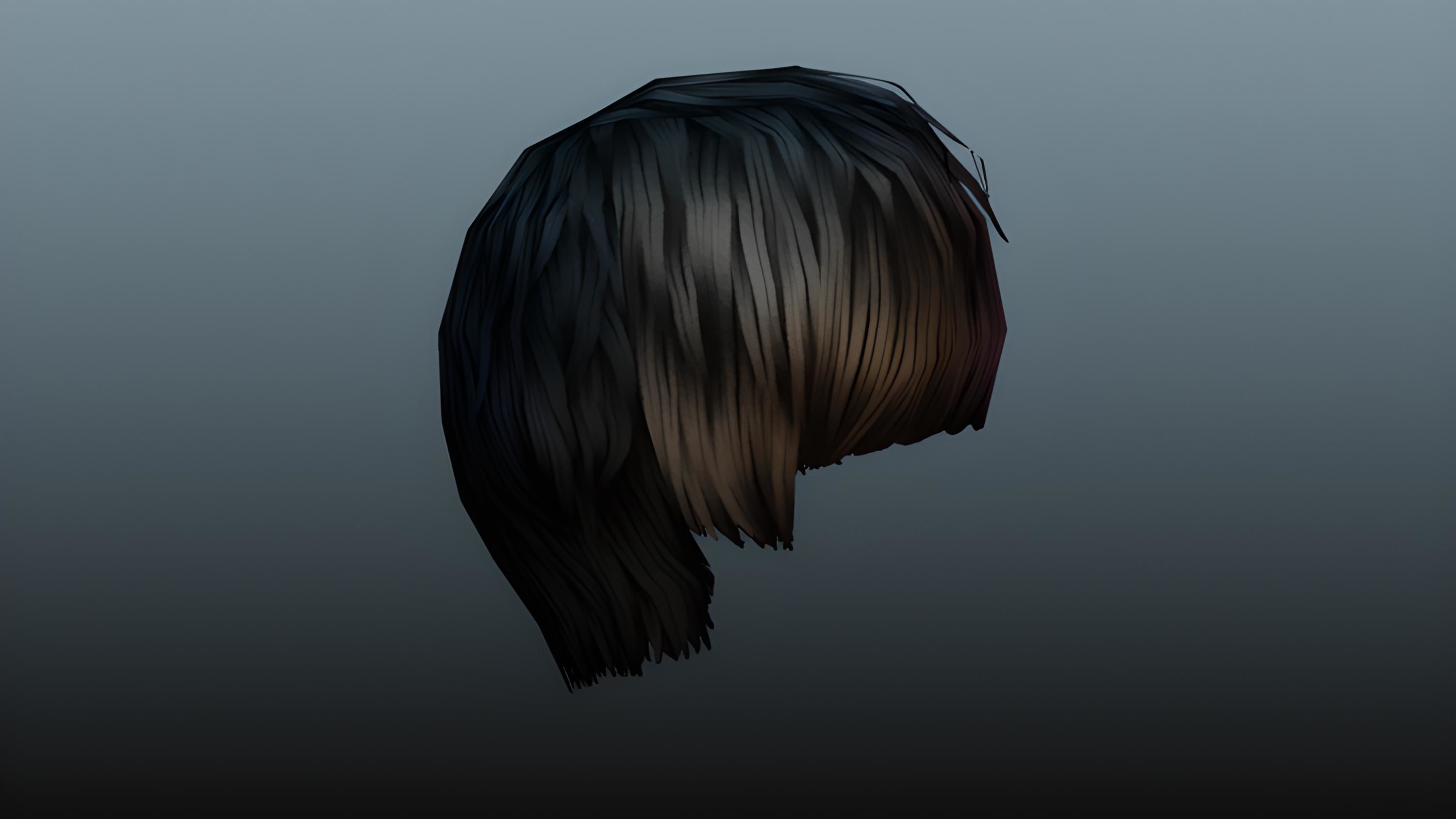 Male hair 3 color Low-poly 3D model_7