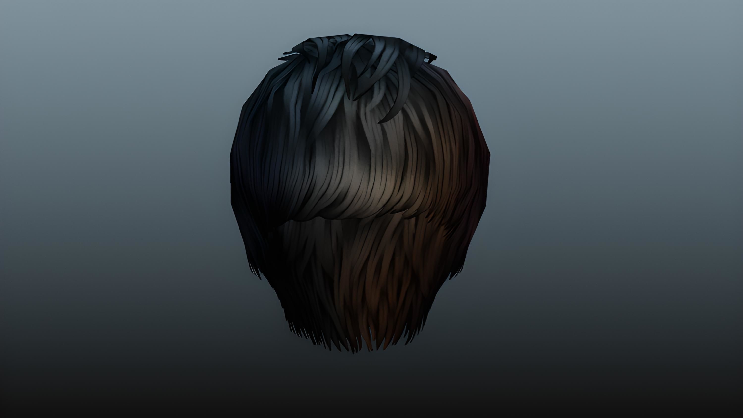 Male hair 3 color Low-poly 3D model_20