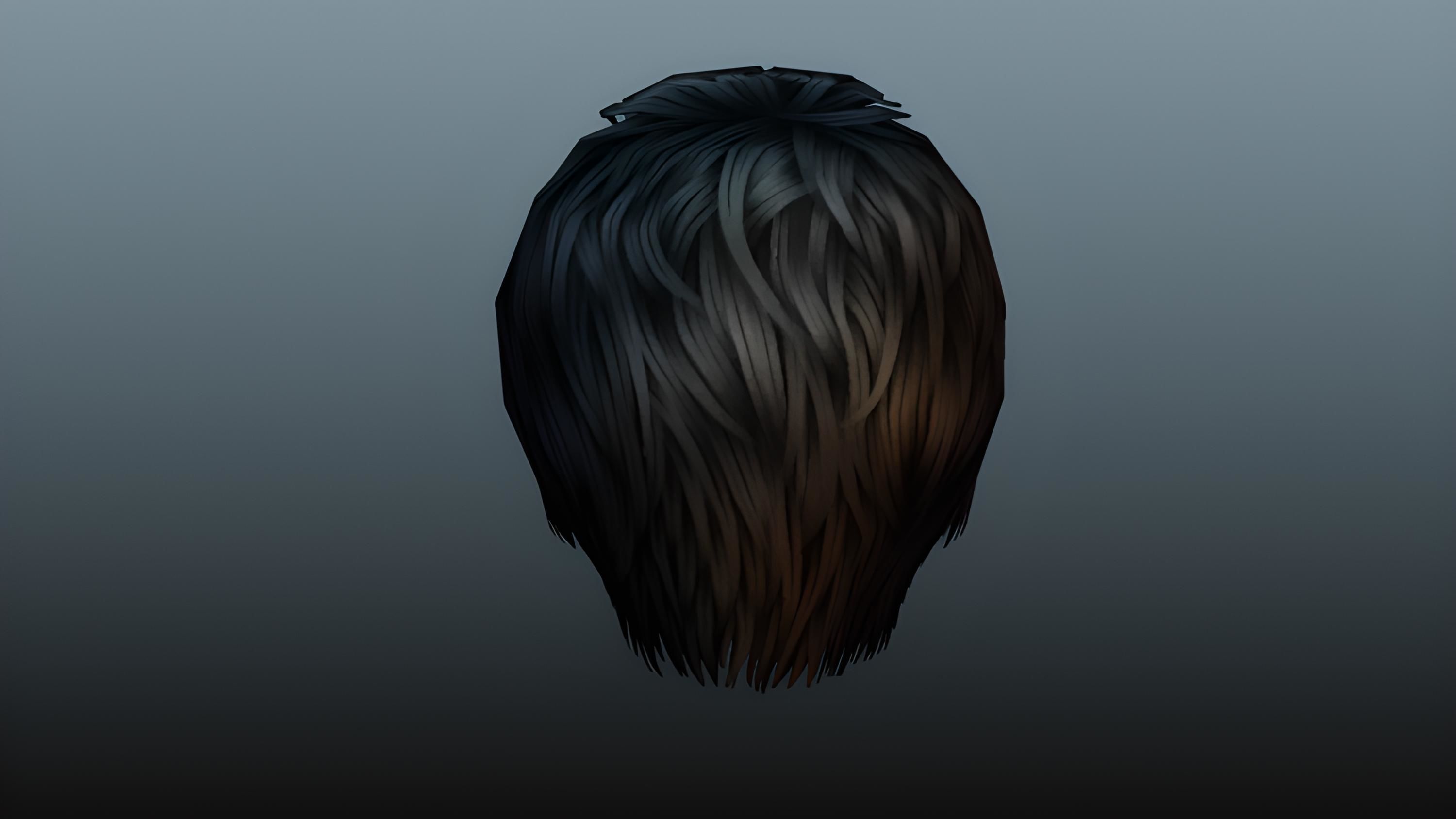 Male hair 3 color Low-poly 3D model_5