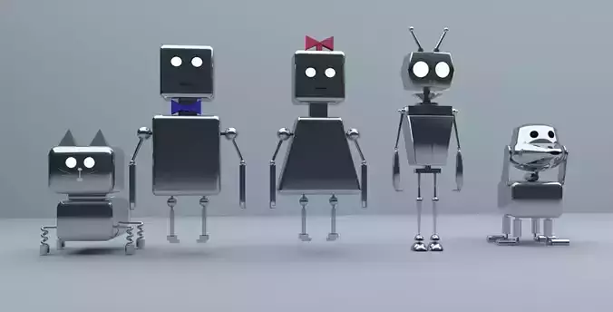 Simple robot characters 3D model