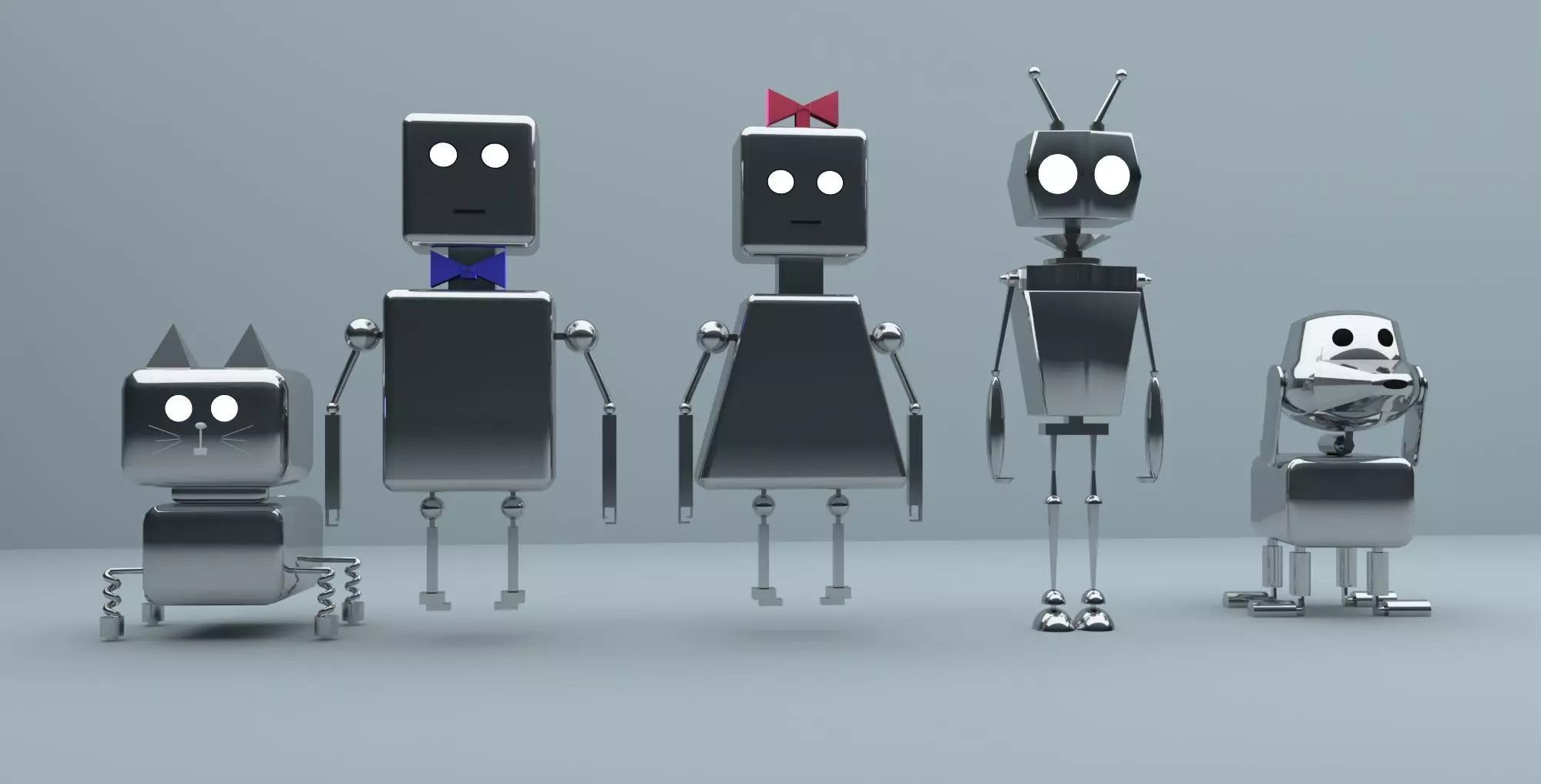 Simple robot characters 3D model_0