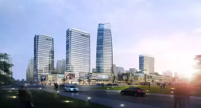 3Dmax fashion city commercial square building 68
