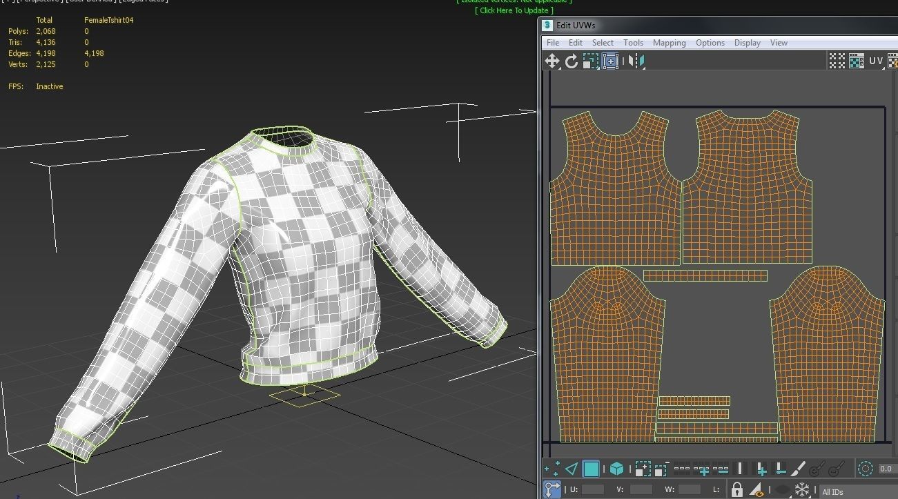 Female Tshirt M04 Low-poly 3D model_5