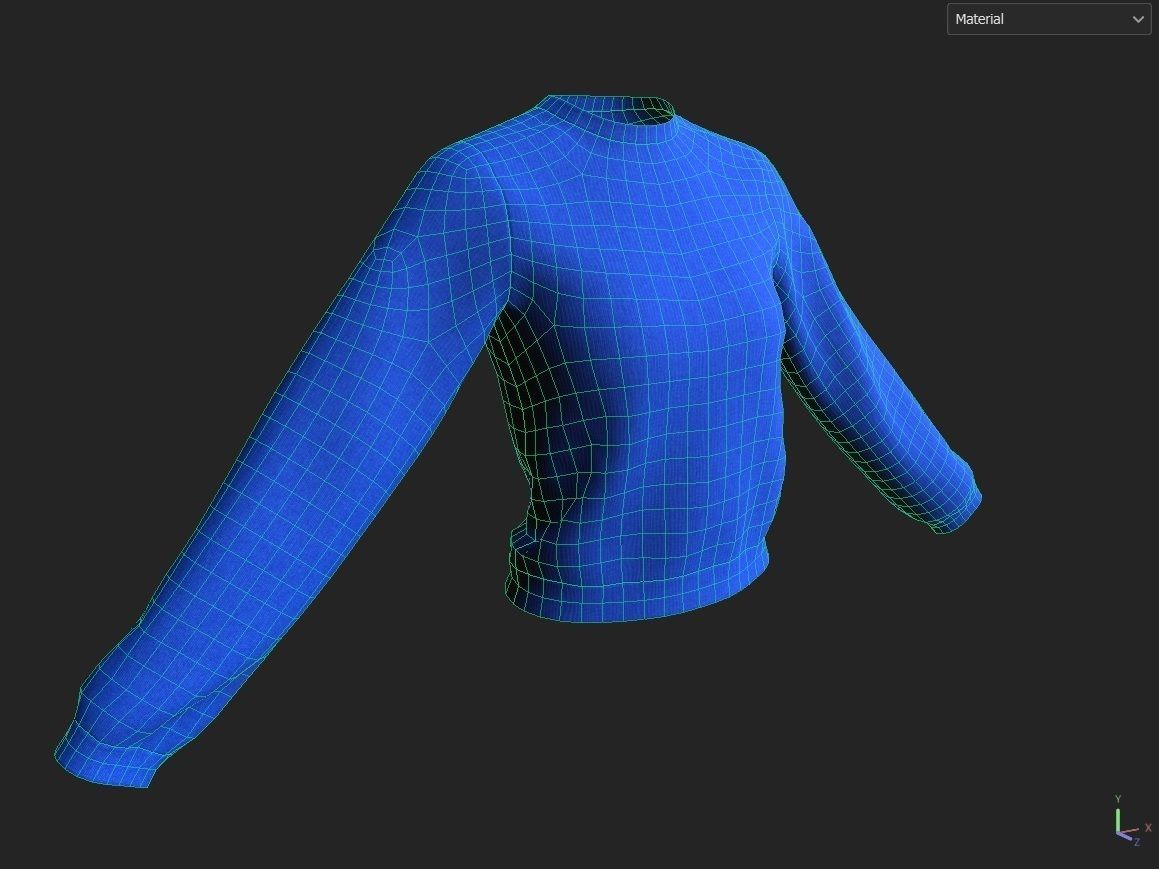 Female Tshirt M04 Low-poly 3D model_1