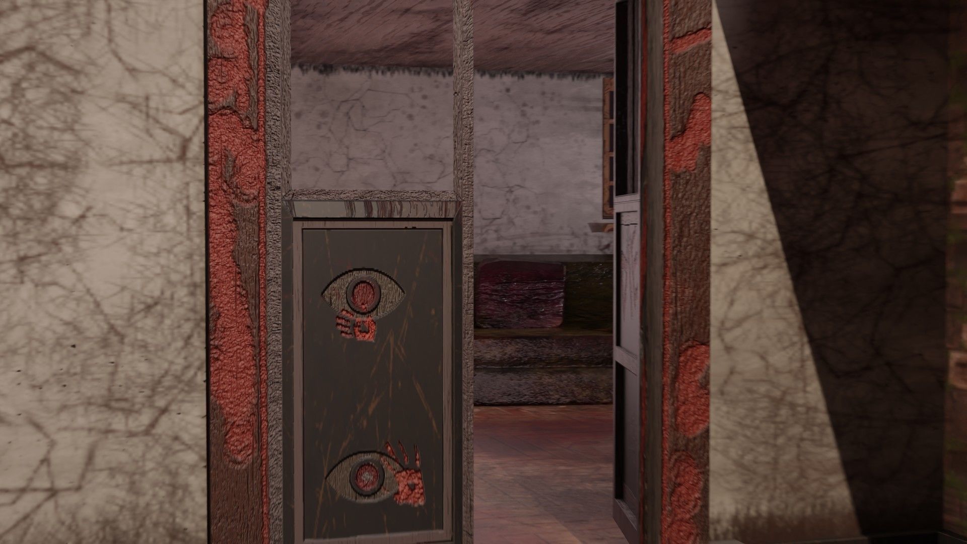 Haunted Mansion Bloodstained Couch Rustic Stairs Low-poly 3D model_6