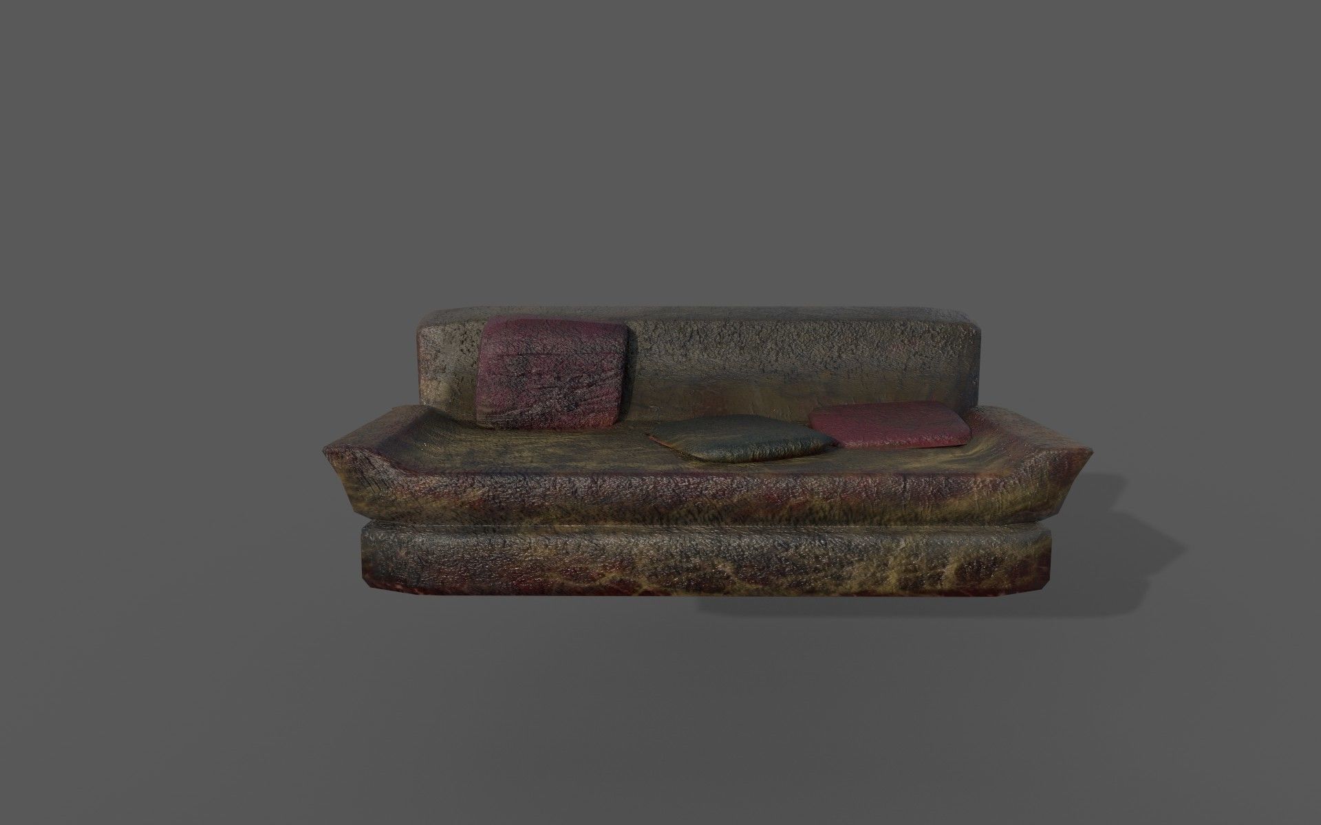 Haunted Mansion Bloodstained Couch Rustic Stairs Low-poly 3D model_17