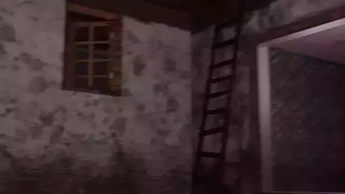 Haunted Mansion Bloodstained Couch Rustic Stairs Low-poly 3D model