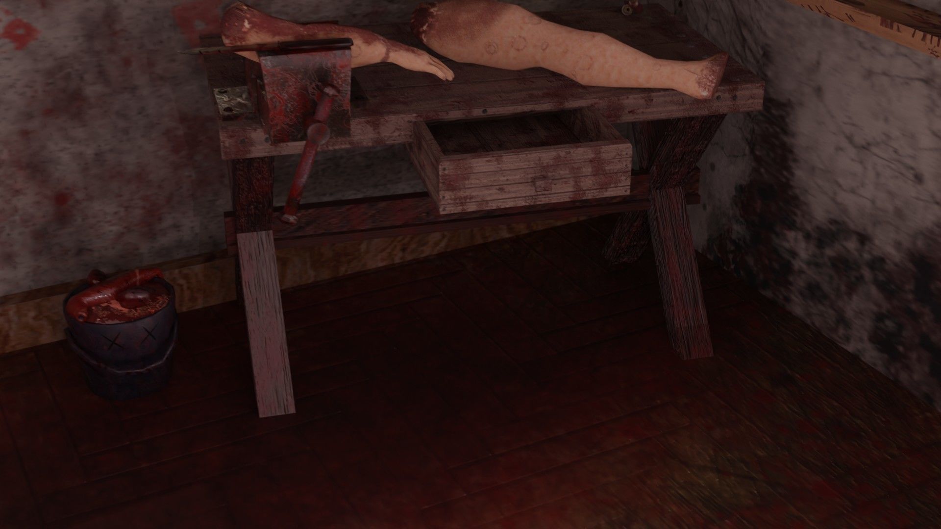 Haunted Mansion Bloodstained Couch Rustic Stairs Low-poly 3D model_28