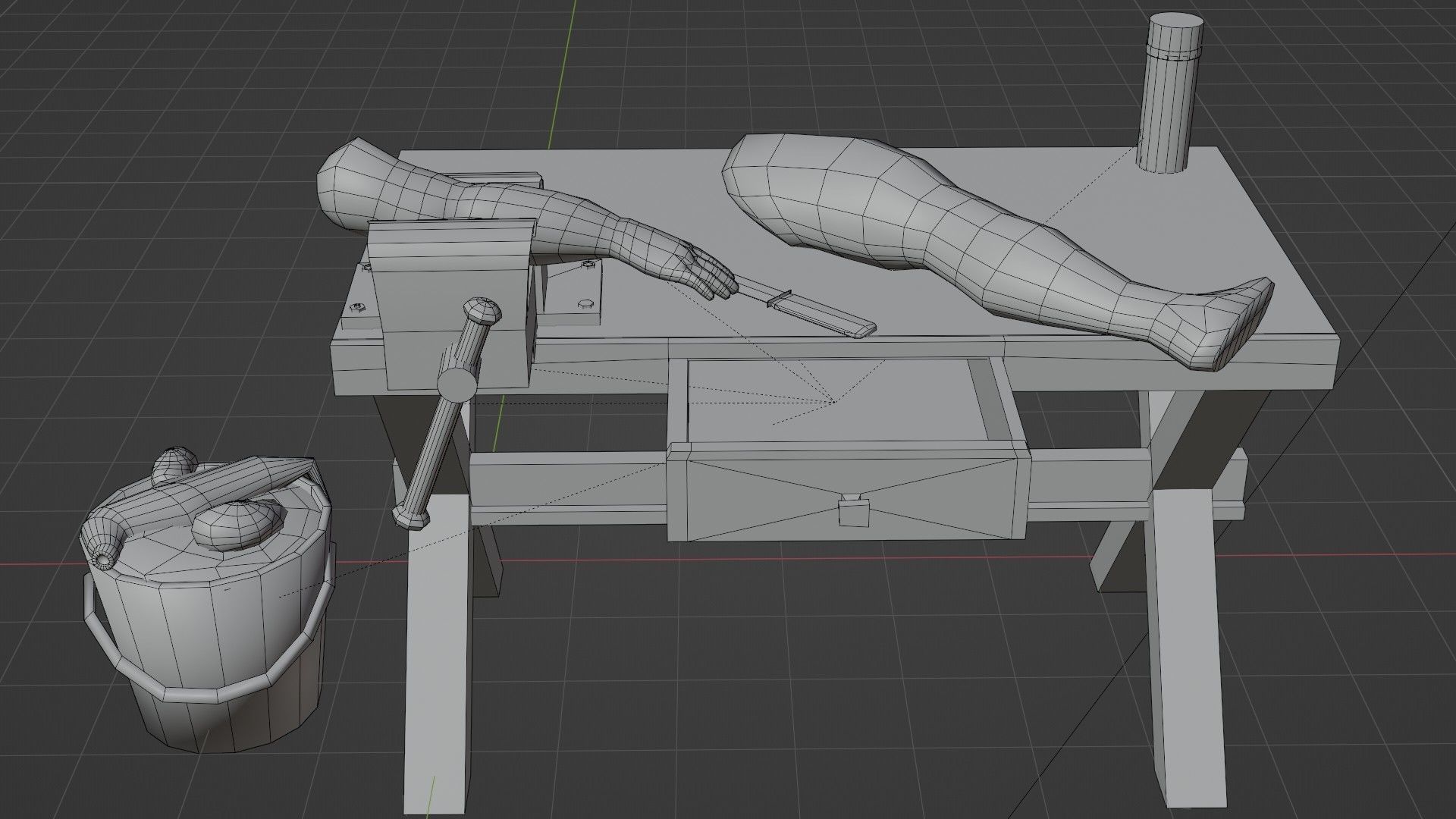 Haunted Mansion Bloodstained Couch Rustic Stairs Low-poly 3D model_9