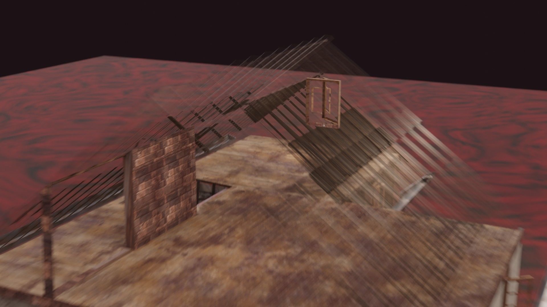 Haunted Mansion Bloodstained Couch Rustic Stairs Low-poly 3D model_33