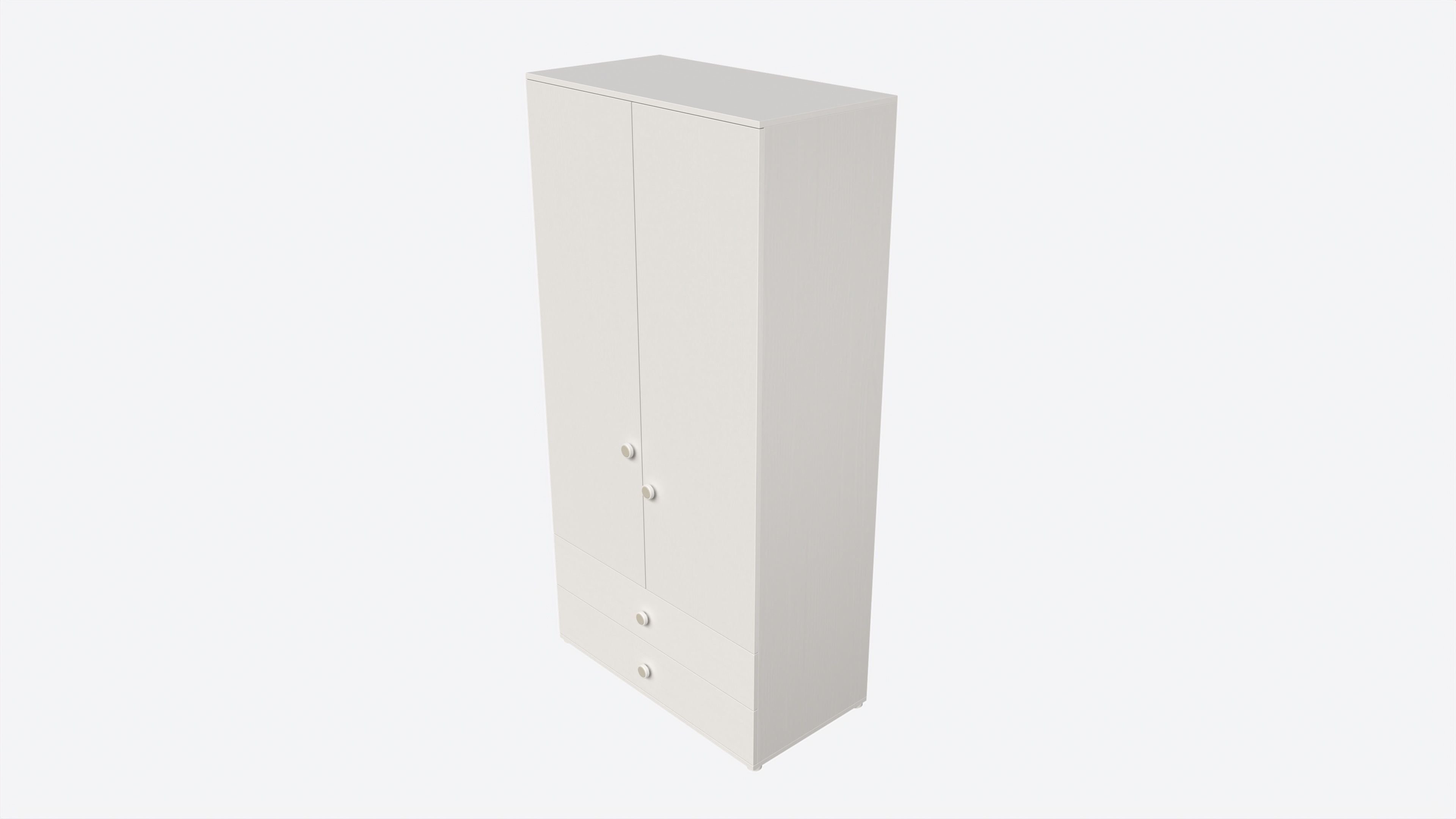 Cilek Montes White 2-door Wardrobe 3D model_1