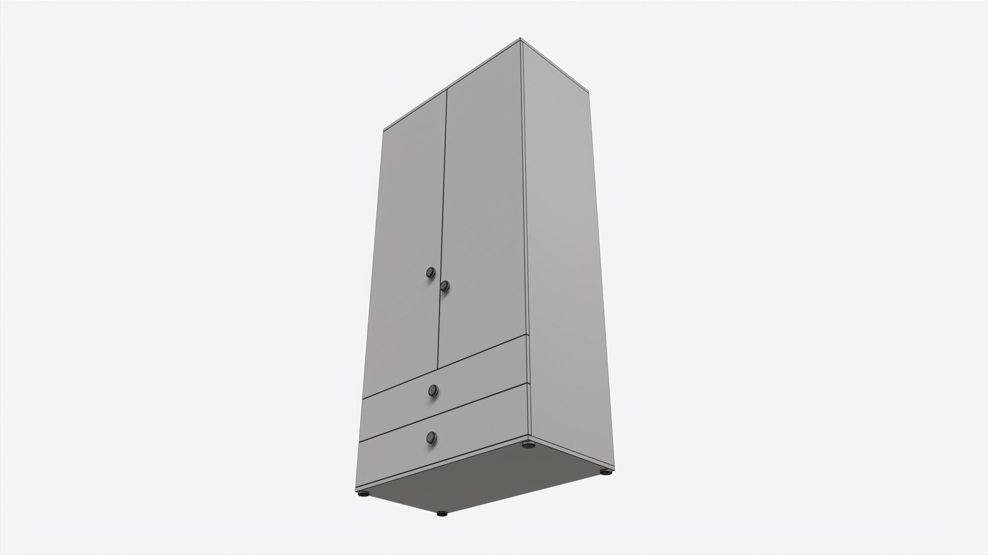 Cilek Montes White 2-door Wardrobe 3D model_6