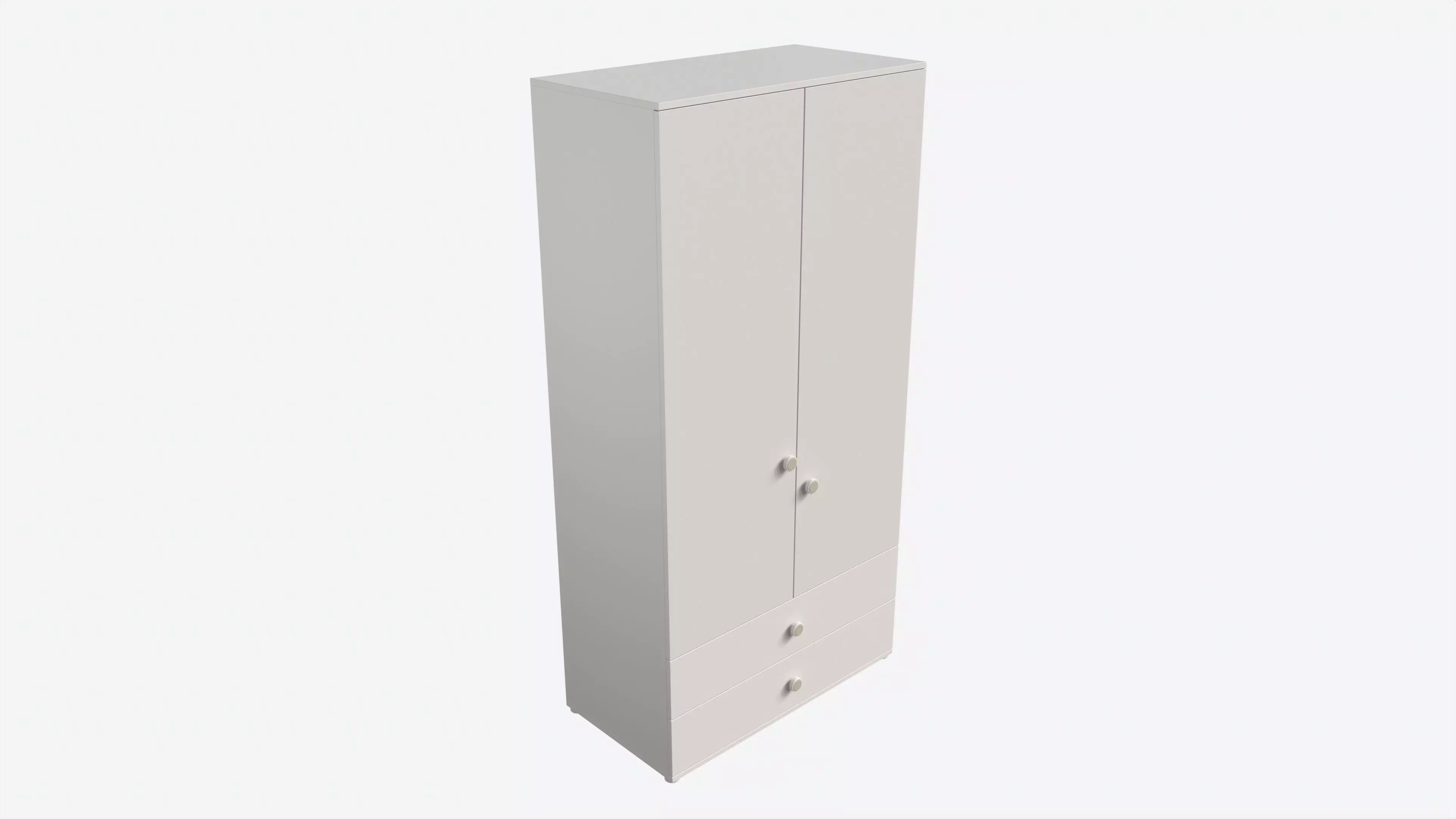 Cilek Montes White 2-door Wardrobe 3D model_0