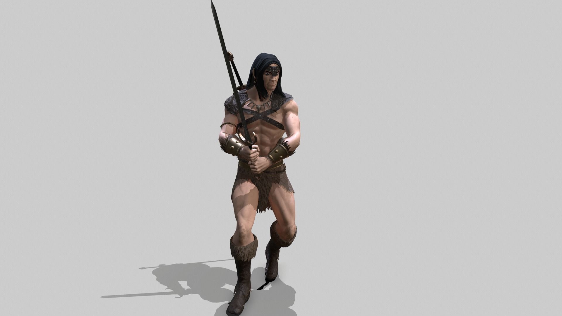 Barbarian Warrior Low-poly 3D model_6
