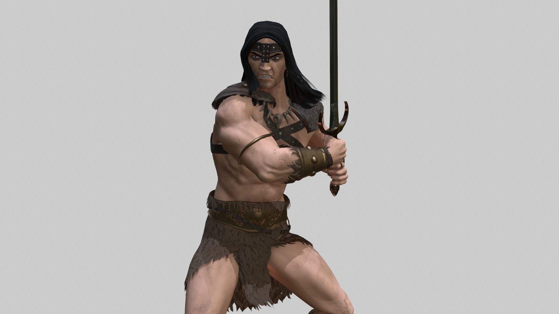 Barbarian Warrior Low-poly 3D model_10