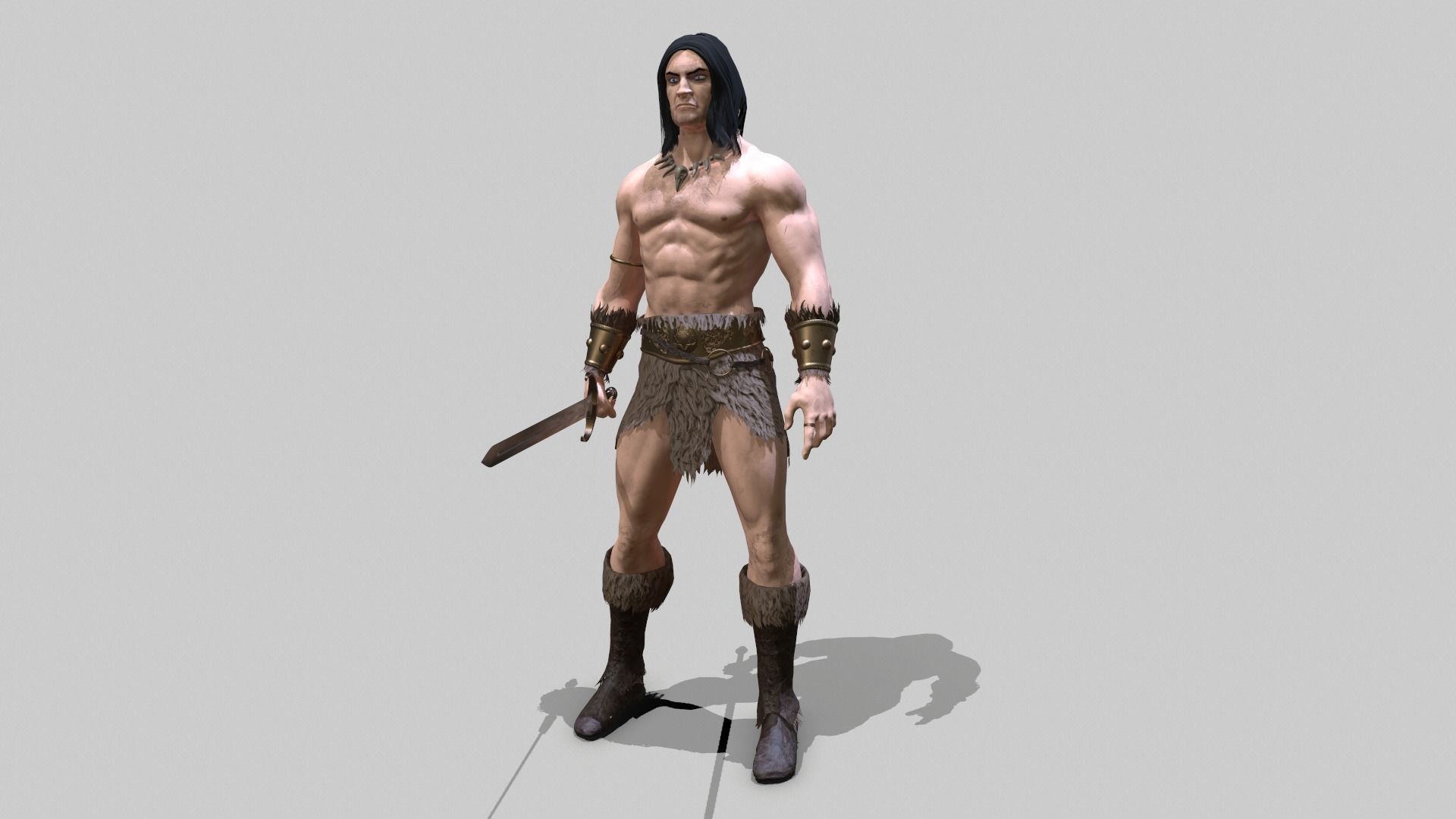 Barbarian Warrior Low-poly 3D model_16