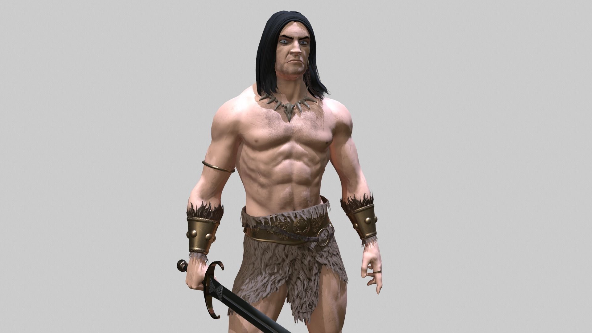 Barbarian Warrior Low-poly 3D model_18