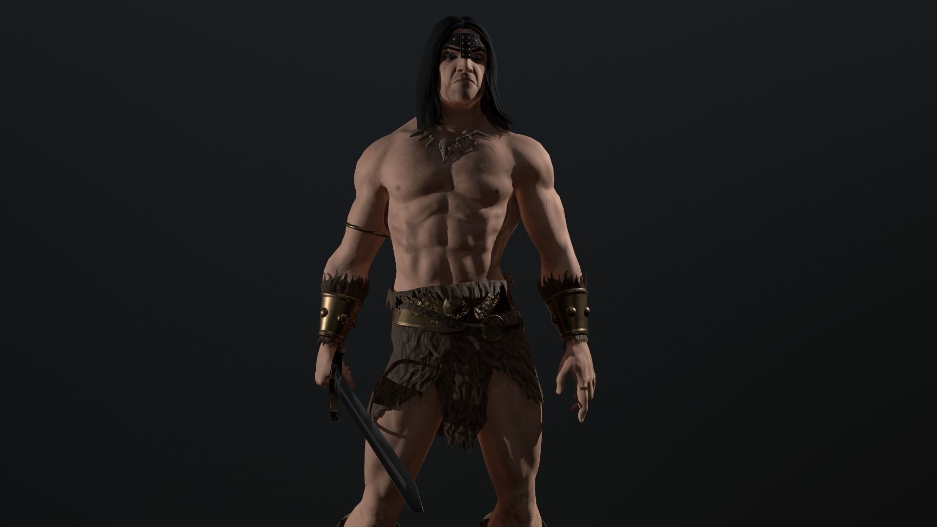 Barbarian Warrior Low-poly 3D model_27