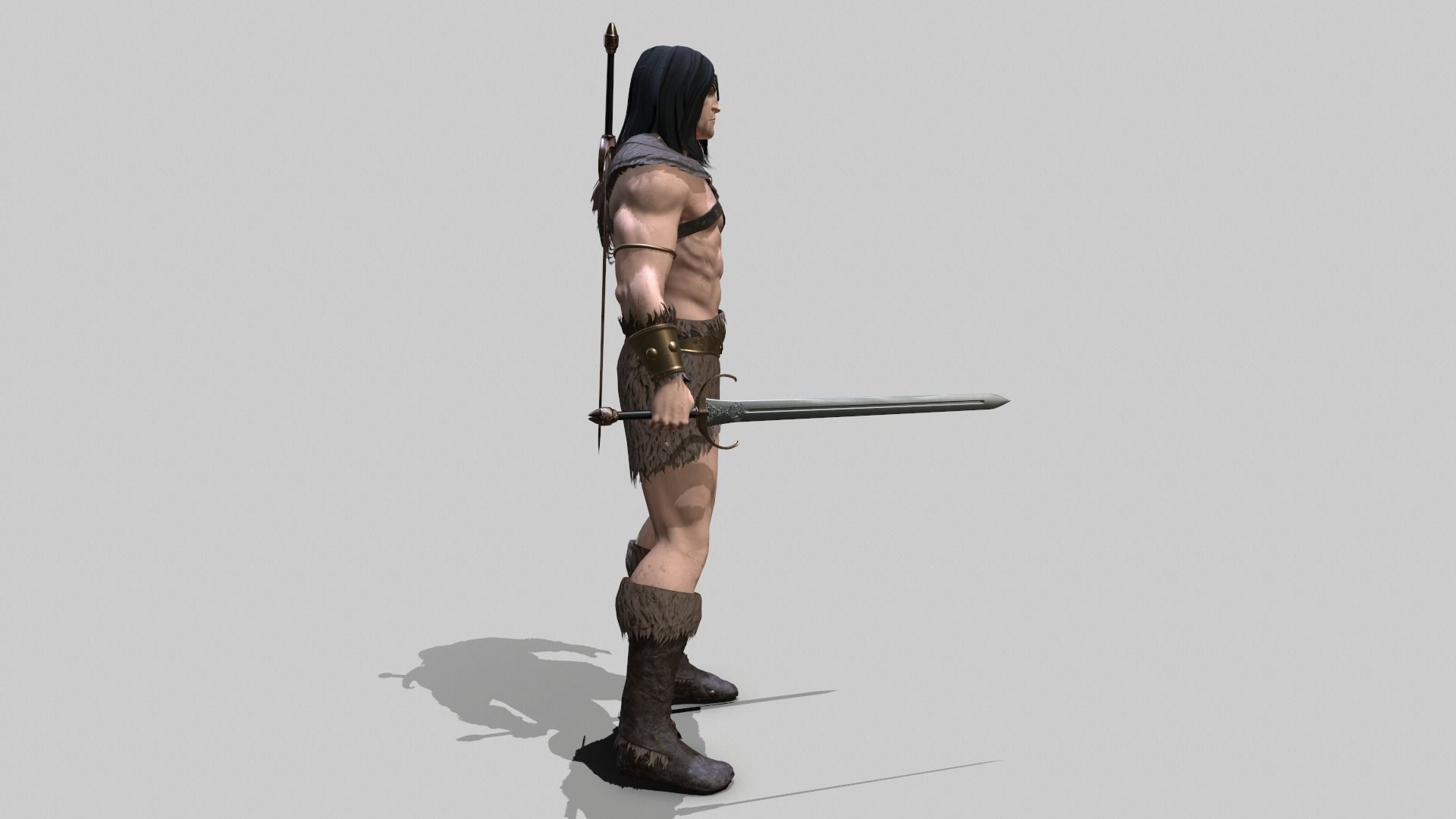 Barbarian Warrior Low-poly 3D model_3