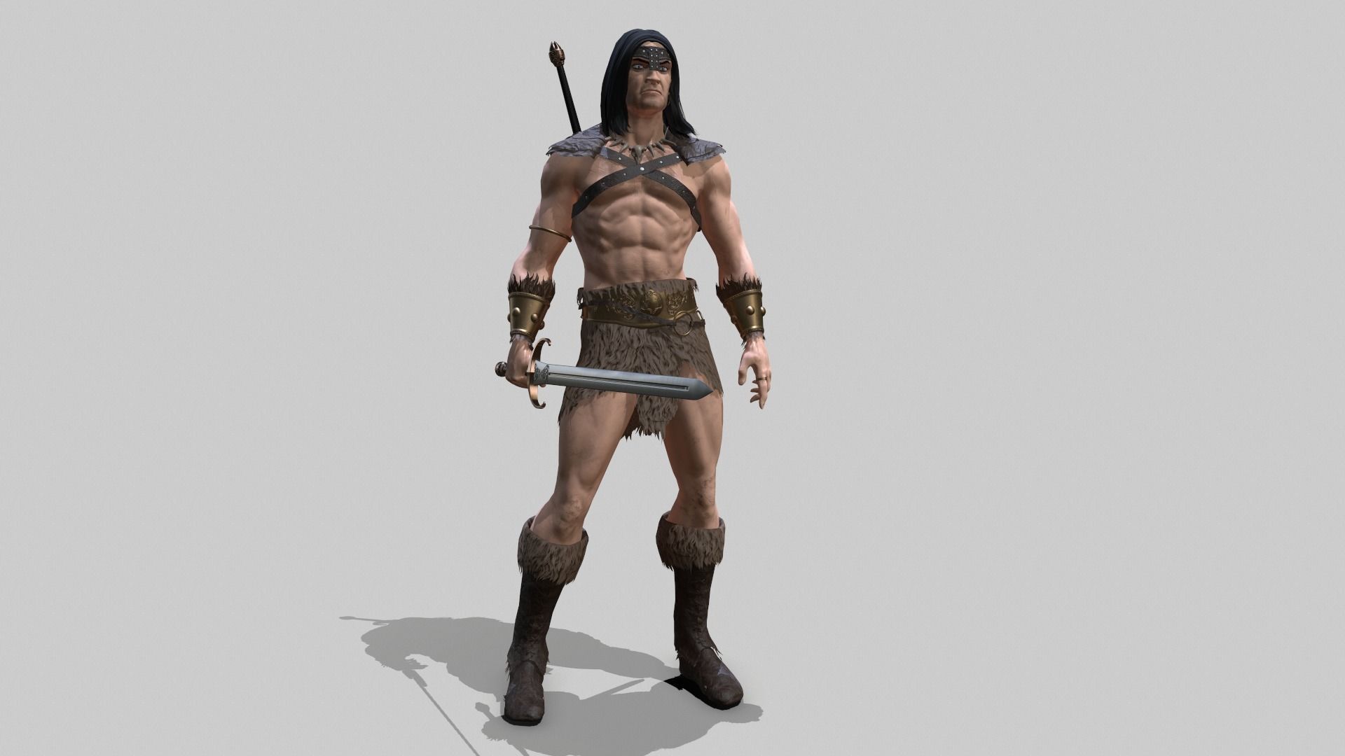 Barbarian Warrior Low-poly 3D model_2