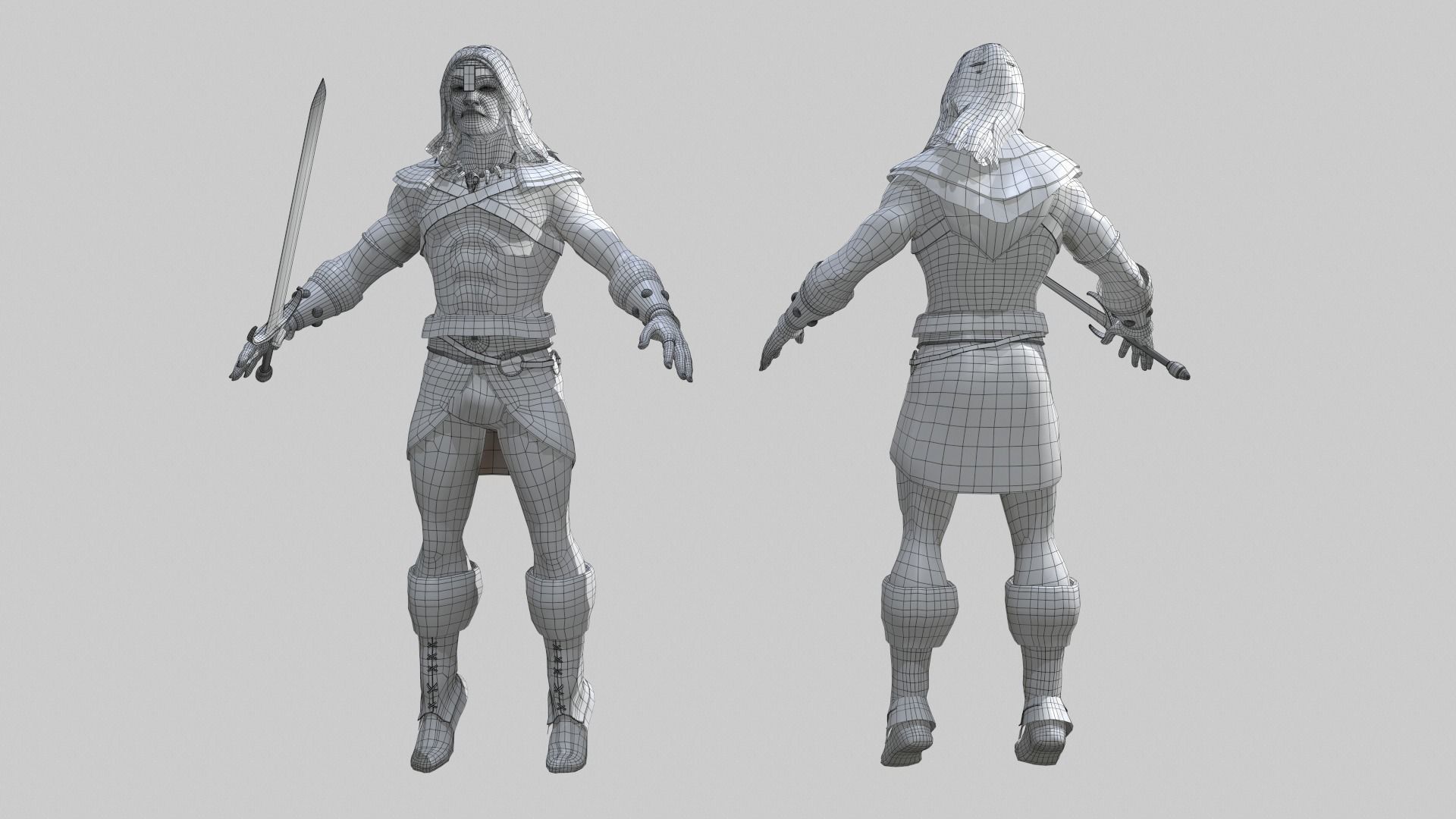 Barbarian Warrior Low-poly 3D model_28