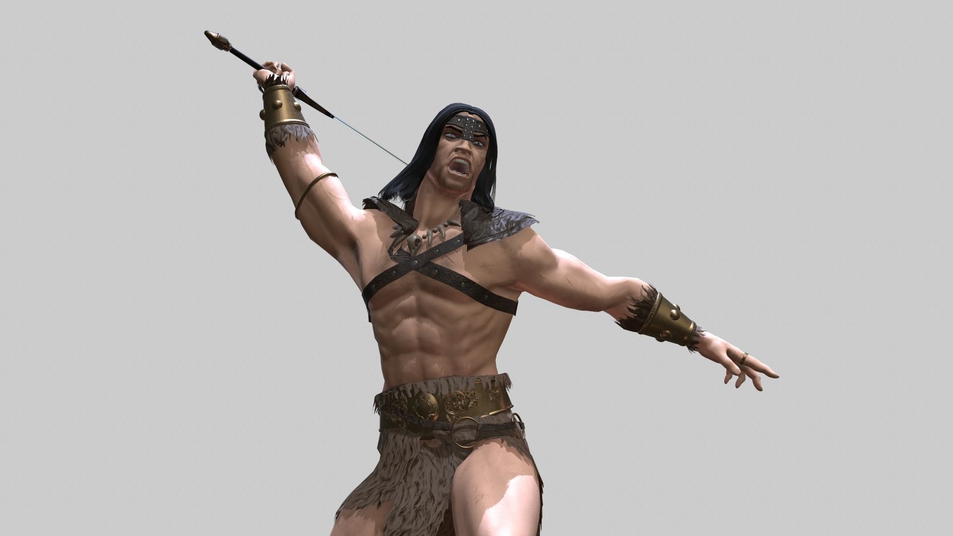 Barbarian Warrior Low-poly 3D model_8