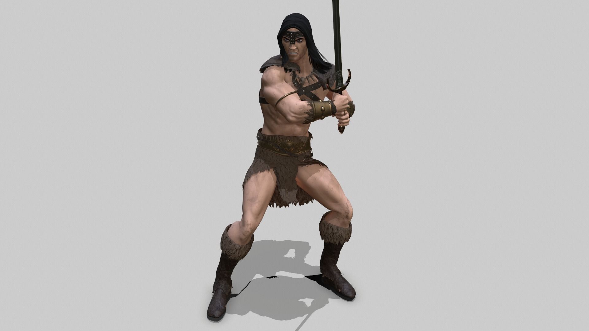 Barbarian Warrior Low-poly 3D model_20