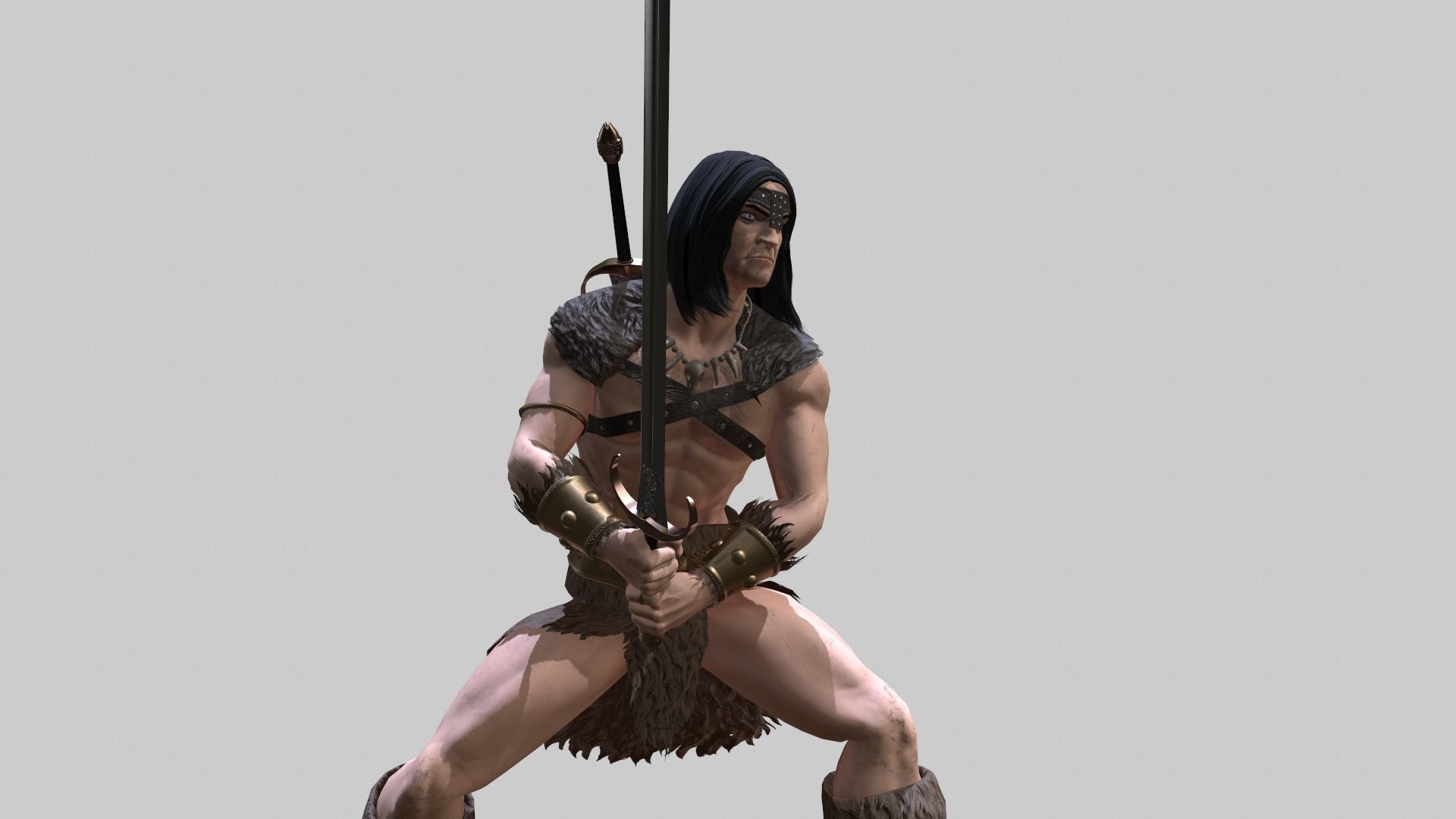 Barbarian Warrior Low-poly 3D model_7