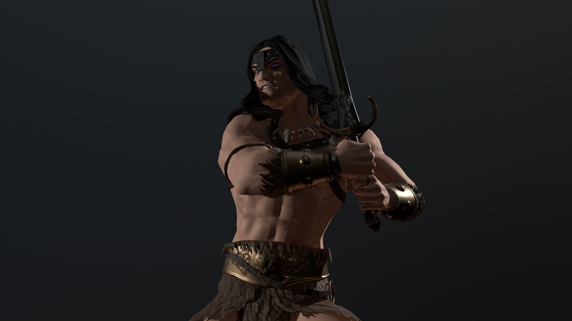Barbarian Warrior Low-poly 3D model_23
