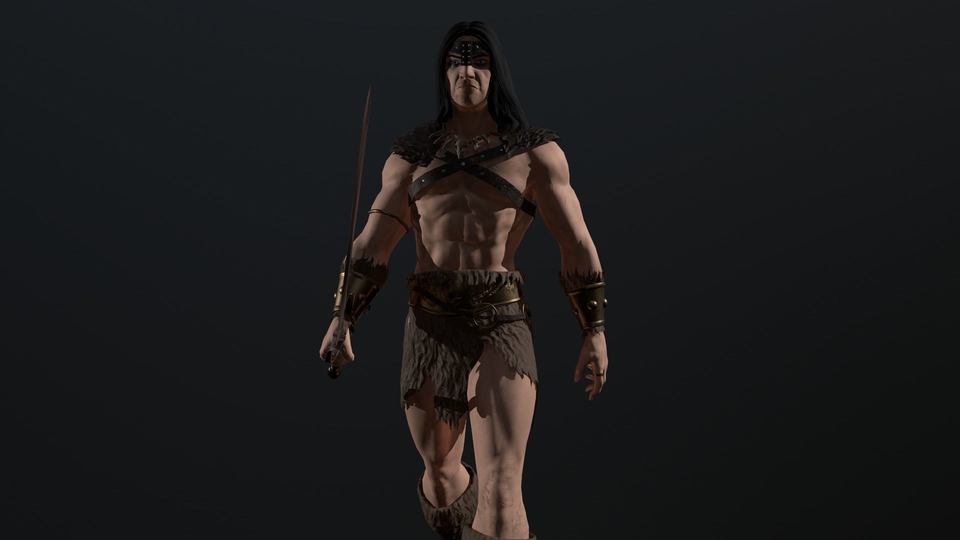 Barbarian Warrior Low-poly 3D model_24