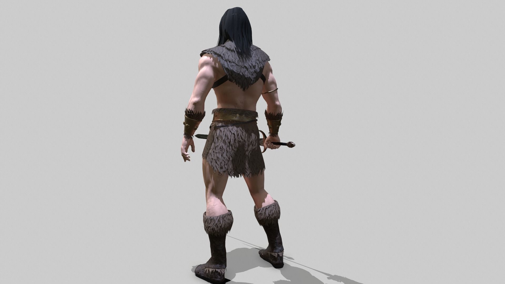 Barbarian Warrior Low-poly 3D model_9