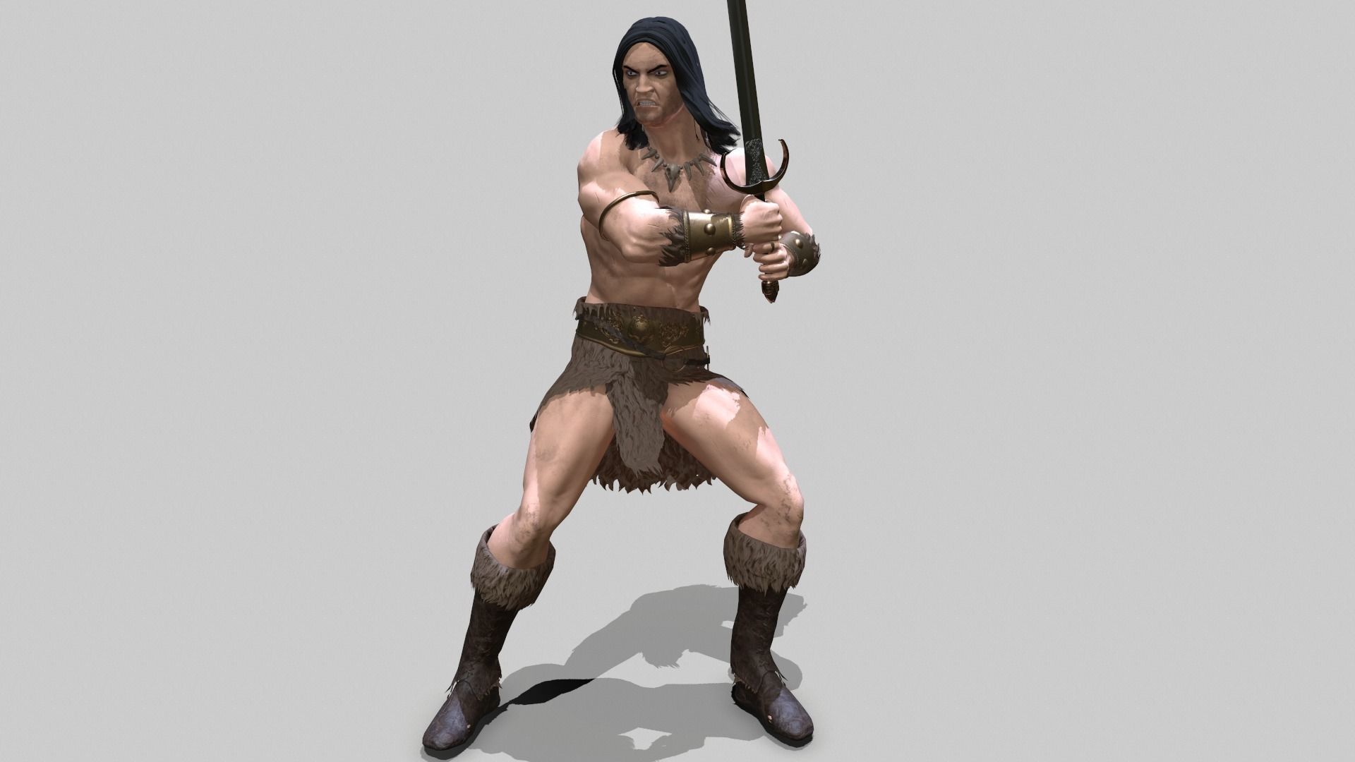 Barbarian Warrior Low-poly 3D model_15