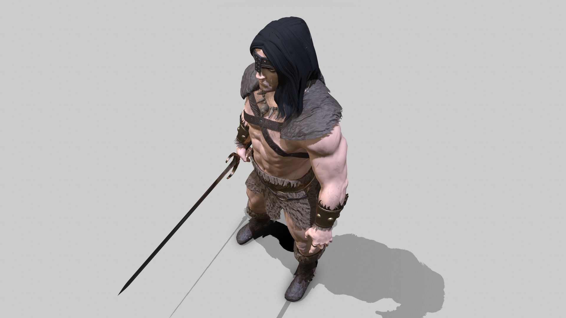 Barbarian Warrior Low-poly 3D model_19
