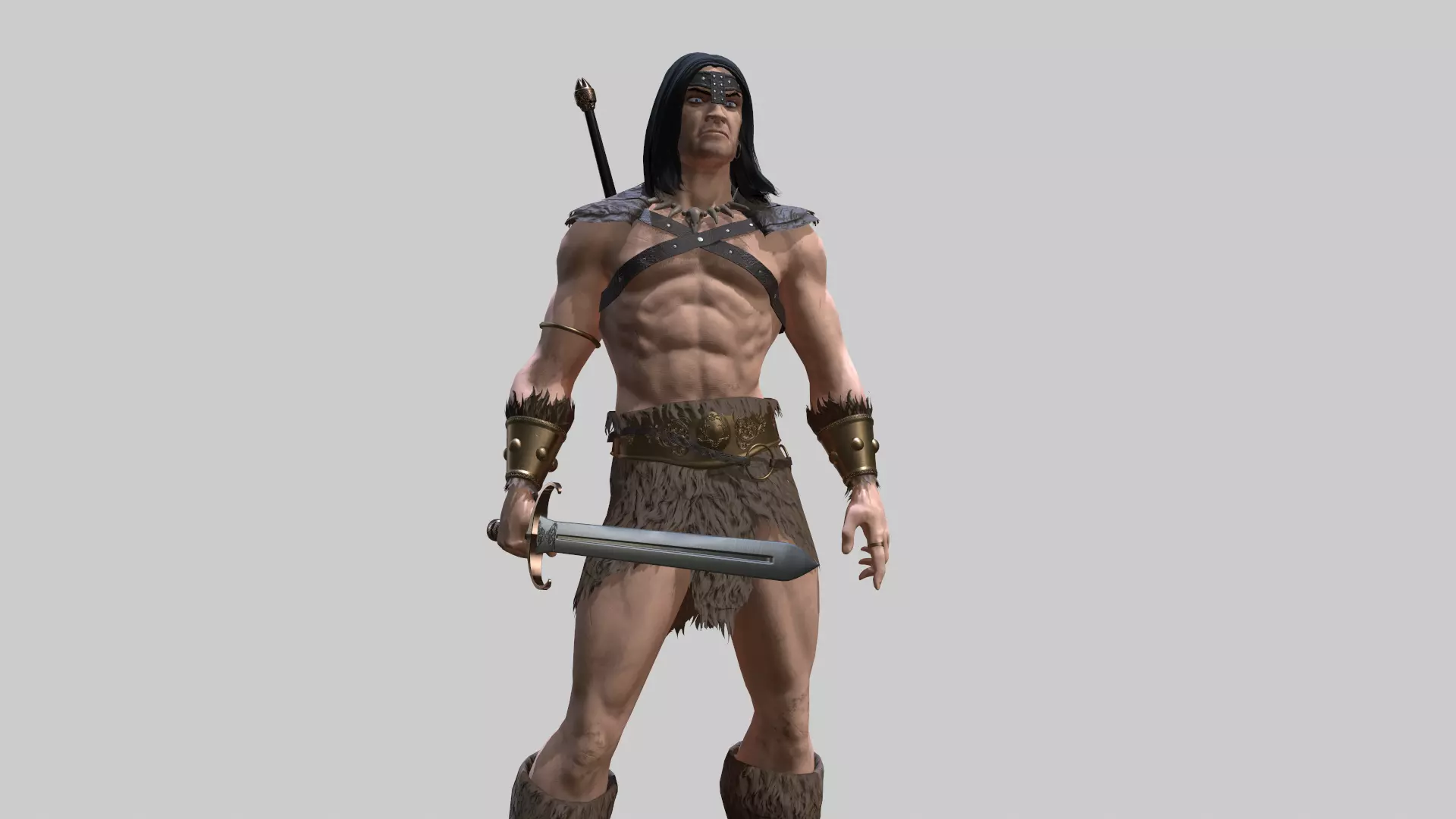 Barbarian Warrior Low-poly 3D model_0