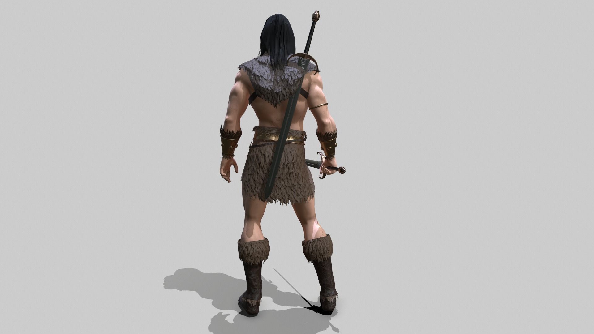 Barbarian Warrior Low-poly 3D model_4