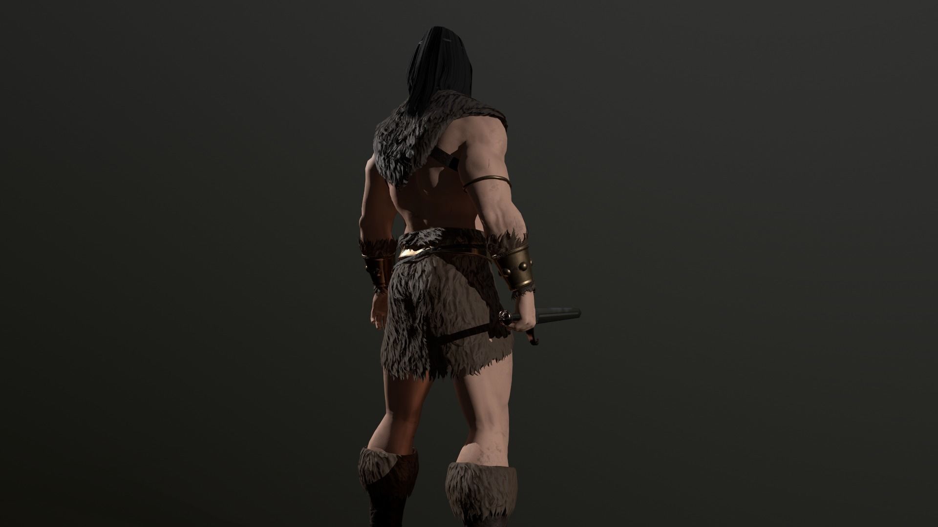 Barbarian Warrior Low-poly 3D model_26