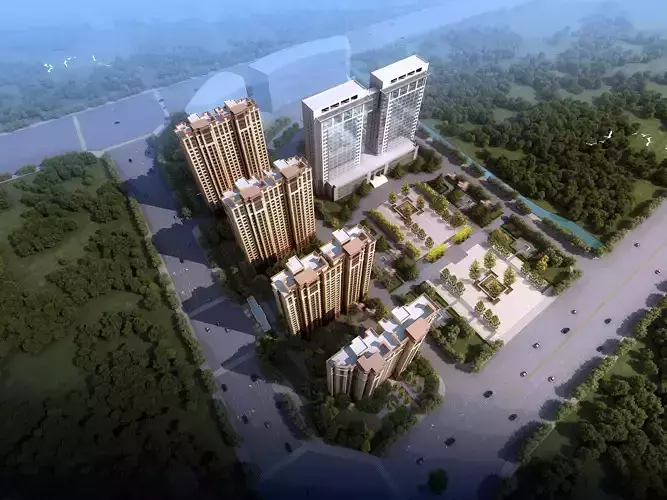 3Dmax fashion city commercial square building 71