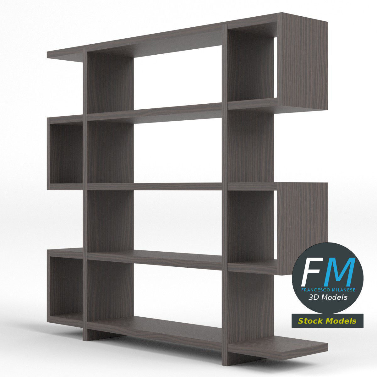 Modern bookshelf 3D model_4