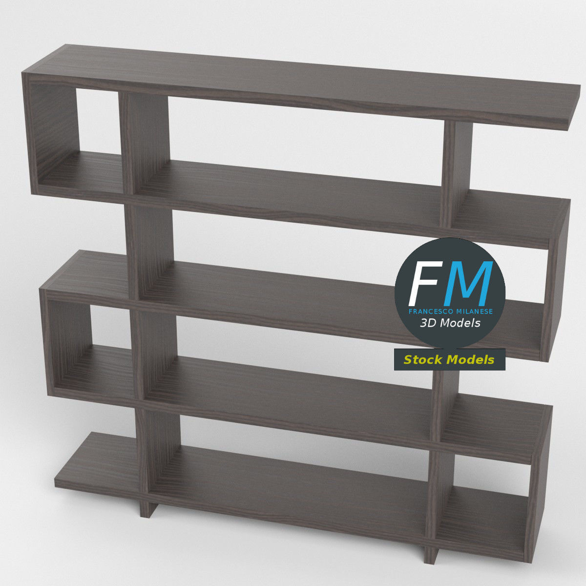 Modern bookshelf 3D model_2